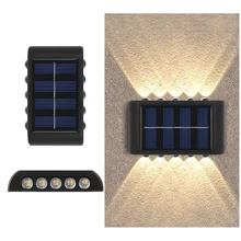 10LED Beads Solar Up Down Lights Outdoor Waterproof, Modern Nordic Sconce Illuminate Outside Sunlight Sensor Lamp, Black Exterior Light Fixture Wall Mount For House Garden Porch(Warm Light,1pc) Fall Decor House Decor Outdoor Decor