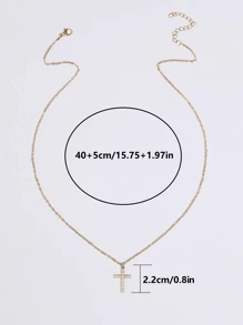 1 st korshalsband i rostfritt stål med zirkonia, lämpligt för kvinnors vardagsbruk - Guld - Visa 3