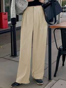 SV Wide Leg Striped Tailored Pantaloons - 杏 - 查看 5