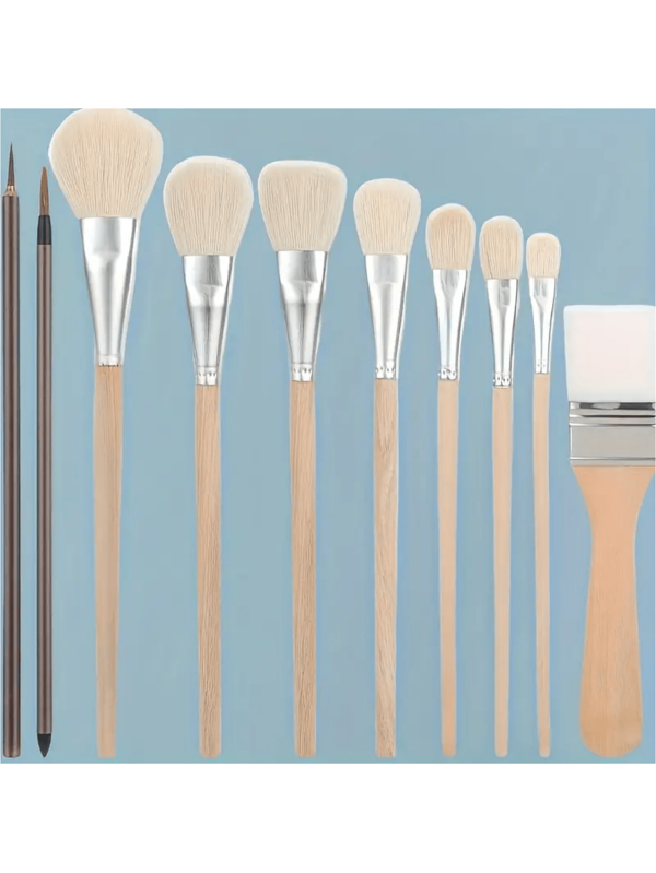 Zestaw 10 pędzli ceramicznych, zestaw pędzli do mopa z akrylu, szczotka do mopa z włosia koziego, odpowiednia do malowania akrylu, ceramika, płatki złota, do przyborów szkolnych, powrót do szkoły