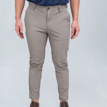Premium Lycra Tech Comfort Tailored Dress Pants - Beige - View 2