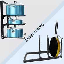 NetHong 4-Tier Pots And Pans Organiser Rack Adjustable Pot Rack Free Standing Pot And Pan Rack Organizer Cabinet Under Sink Pot Pan Rack, Baking Tray Storage And Organiser, Black - Black - View 6