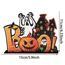 1pc Halloween BOO Desktop Decoration Horror Pumpkin And Castle And Ghost Festival Decoration Ornaments Suitable For Halloween Decoration Halloween Party Desktop Decoration Ornaments Home Decor Fall Decor Room Decor - Multicolor - View 7