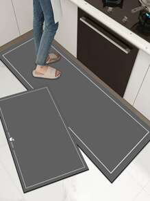 Silica Gel Soft Ground Mat For Kitchen, Non-Washing, Absorbs Water & Oil, For Home, Water-Proof & Oil-Proof, L-Shaped Mat, Non-Slip, Absorbent, Doorway Mat, Dirt-Resistant, Non-Washing Mat For Home