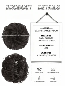 1 Kẹp Tóc Búi Lộn Xộn Cho Nữ - Đen/Nâu, Thích Hợp Cho Tóc Xoăn Sóng, Tóc Đuôi Ngựa, Búi Tóc Và Tóc Nối - Nâu đen - Xem 2