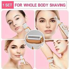 4-In-1 Women's Electric Hair Removal Kit - Includes Electric Hair Clipper, Bikini Trimmer, Eyebrow Trimmer, Nose Hair Trimmer - USB Rechargeable - Portable, Gentle Women's Face, Nose, Legs, And Underarm, Bikini Area Hair Removal - Perfect Women's Gift And Mother's Day Gift - Gold - View 6