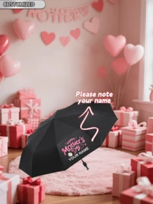 [Pedido mínimo de 1 pieza] Paraguas negro automático de 10 varillas, de uso dual a prueba de lluvia y sol | Paraguas plegable de apertura/cierre con un solo toque resistente al viento | Personalización de regalo de negocios/boda/promoción | Impresión personalizable de logotipo/texto/imagen, artículos lindos - Multicolor - Ver 6