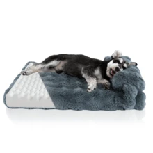 Dog Bed And Large Cat Couch – Fluffy Faux Rabbit Fur Pet Sofa For Small And Medium Dogs, Washable Removable Cover, LUXURIOUS FAUX RABBIT FUR: Pamper Your Pet With The Softest Faux Rabbit Fur In A Bubble-Textured Design. - Dark Grey - View 6