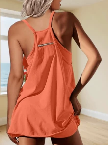 Imily Bela Women's Summer Mini Dress Casual Workout Tennis Dress With Shorts Sleeveless Althletic Dresses - trái cam - Xem 2