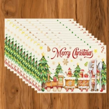 1 cái/4 cái/6 cái Miếng lót đĩa bằng vải lanh in họa tiết Giáng sinh, Trang trí Giáng sinh, Thích hợp cho bàn ăn, Trang trí mọi mùa, Miếng lót bàn có thể giặt được, Trang trí phòng, Miếng lót ly, Miếng lót bàn ăn nhà bếp, Trang trí tiệc trong nhà ngoài trời, Trang trí nhà cửa, Quà tặng lý tưởng - Nhiều màu - Xem 18