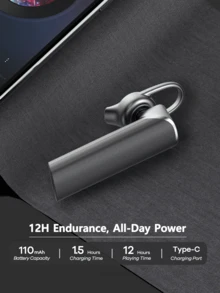 Remax New Wireless Headphone Single Ear Hook, Bone Conduction, With Noise-Proof, 12H Playtime, Suit For Work/Home/Cell Phone/Computer/Zoom/Teams/Truck Driver, Black/White - T01-多色 - 查看 3