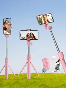 1 pezzo Bastone selfie portatile con telecomando senza fili e luce, treppiede per telefono estensibile e portatile con telecomando, compatibile con 15/14 Pro Max/13/12/11 e smartphone Android, nero/rosa/bianco, per fotografia e registrazione video, per live streaming compatibile con e Android, per vacanze estive, viaggi, illuminazione, attività all'aperto, supporto per live streaming
