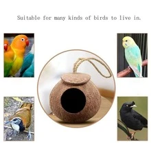 1 个 4/6 英寸椰子壳鸟巢，虎纹鹦鹉保暖繁殖悬挂黄麻绳鸟屋仓鼠窝