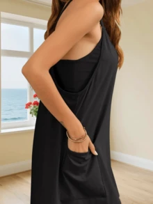 Women's Summer Mini Dress Casual Workout Tennis Dress With Shorts Sleeveless Althletic Dresses - 黑色 - 查看 3