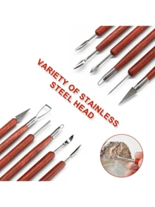 Clay Carving Tools, 6 Pieces Of Double-Ended Stainless Steel Polymer Clay Tools, And Wooden Handle Pottery Tools Are Used For Embossing, Carving Tools And Supplies Back To School