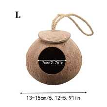 1 个 4/6 英寸椰子壳鸟巢，虎纹鹦鹉保暖繁殖悬挂黄麻绳鸟屋仓鼠窝