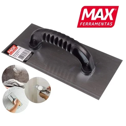 Desempenadeira Massa Corrida Gesso Max 25.5cmx12cm Lisa/Dentada Drywall/Piso Aço Inox Profissional