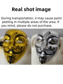1pc Premium Electroplated Gold/Silver Mask, Movie Theme Mask For Halloween Party Costume Prop - Multicolor - View 11