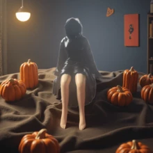 1 Stück Halloween mysteriöse Harz Dekorationsskulptur, Tischdekoration für Zuhause