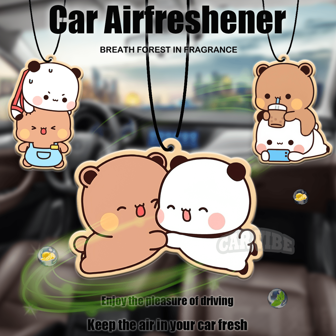 BUBU&DUDU,Cute Cartoon Bear,Car Air Freshener Aromatherapy Pendant, For Car Vent, Rearview Mirror, Bathroom, Living Room, Bedroom;Car Aromatherapy Tablets, Car Air Fresheners, Rearview Mirror Hanging Decor, Car Accessories Interior Pendant, Idea S Gifts