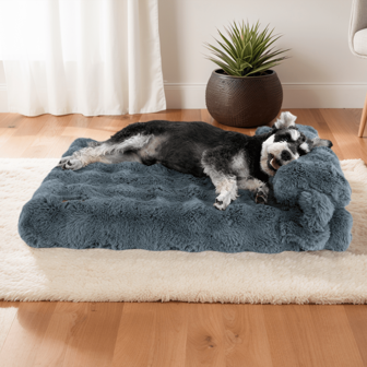 Letto per cani e divano grande per gatti - Divano in soffice pelliccia di coniglio per cani di piccola e media taglia, con rivestimento rimovibile e lavabile, PELLICCIA DI CONIGLIO LUSSUOSA: coccola il tuo animale domestico con la più morbida pelliccia di coniglio in un design a bolle.