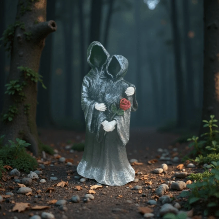 1 Stück Halloween Paar Geist Harz Dekoration, schwarze Handwerkskunst Unterwelt Bote Tisch Ornament