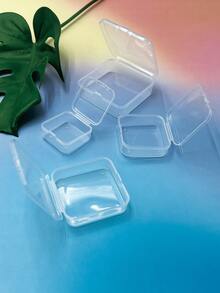 4,5 cm/5,5 cm/6,5 cm/7,5 cm Scatole di immagazzinaggio in plastica quadrate, organizer portatile in plastica bianca per forniture artistiche per pittura a diamanti 5D, kit di cucito, orecchini - trasparente - Visualizzare 5