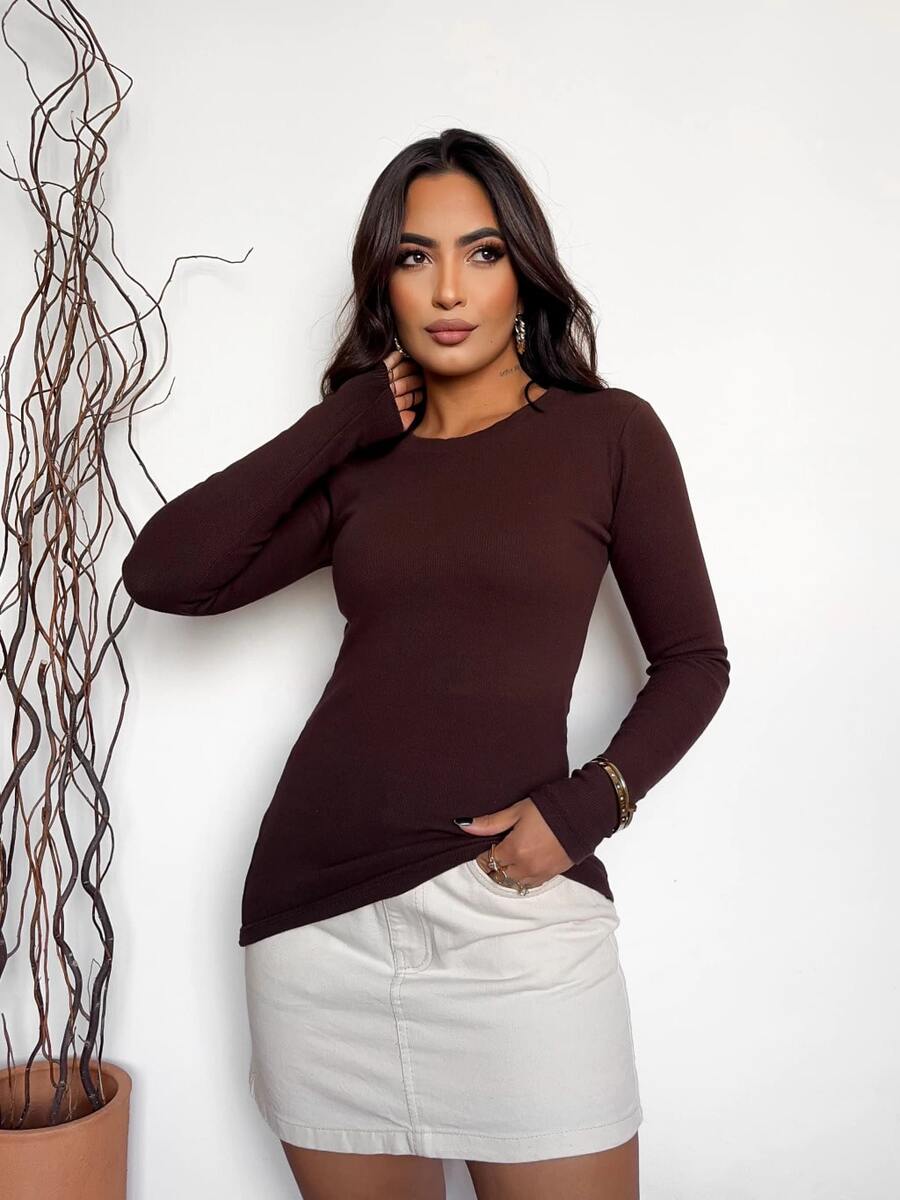 T-shirt Manga Longa Marrom