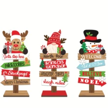 1 Decoración/Accesorio navideño, Artesanía de madera de dibujos animados. Muñeco de nieve/Reno de madera desmontable sin rostro y de colores, Decoración de mesa/Accesorio de escena, Decoración navideña, Regalo de Navidad.