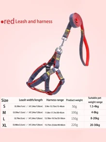 Denim Dog Harness And Leash Set - Adjustable, Comfort Fit For Small To Large Breeds - Durable Polyester Material, Pulling Rope, Teddy