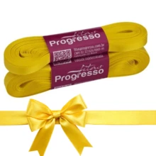 50m Thin Satin Ribbon 7mm Choose Color - 黃色 - 查看 1