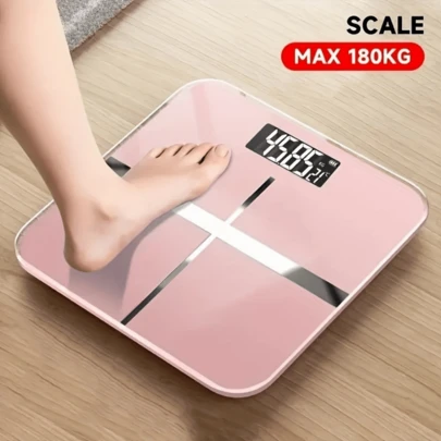 1台智能体重秤，赠送3英尺卷尺，400磅高精度数字浴室秤，用户容量不限，自动识别，磅/公斤多功能高清液晶显示屏，带温度显示，适合家庭、宿舍或健身房使用
