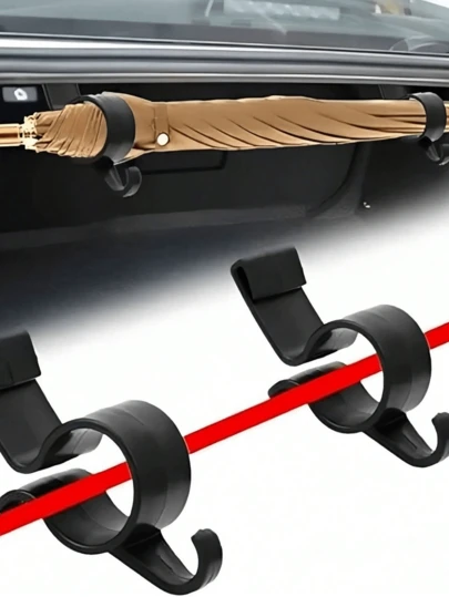 1/2/4pcs Car Seat Back Hanger, Multifunctional Organizer Hooks For Fishing Rod, Umbrella, Towel, Trunk Storage
