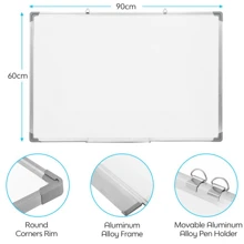 Magnetic White Board Dry Wipe 90 X 60 Cm Aluminium Frame Whiteboard For Walls In Home Office And School