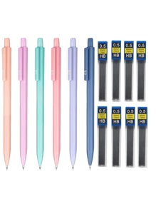 Juego de 6 lápices mecánicos pastel artísticos y versátiles, con punta retráctil de 0.5/0.7mm y agarre cómodo, ligero y perfectamente equilibrado para el arte y la escritura de vuelta a la escuela