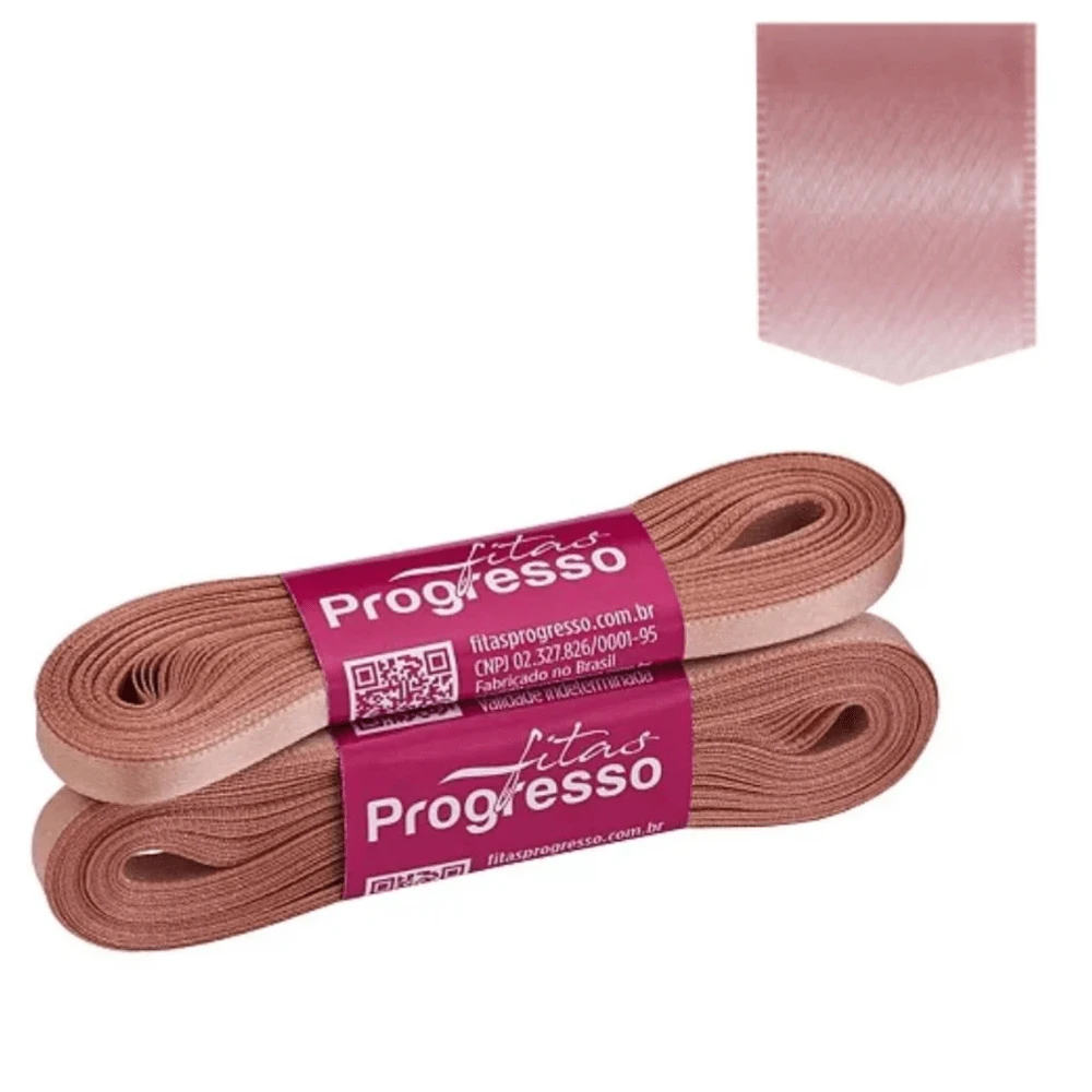 50m Thin Satin Ribbon 7mm Choose Color - 乾枯玫瑰色 - 查看 1