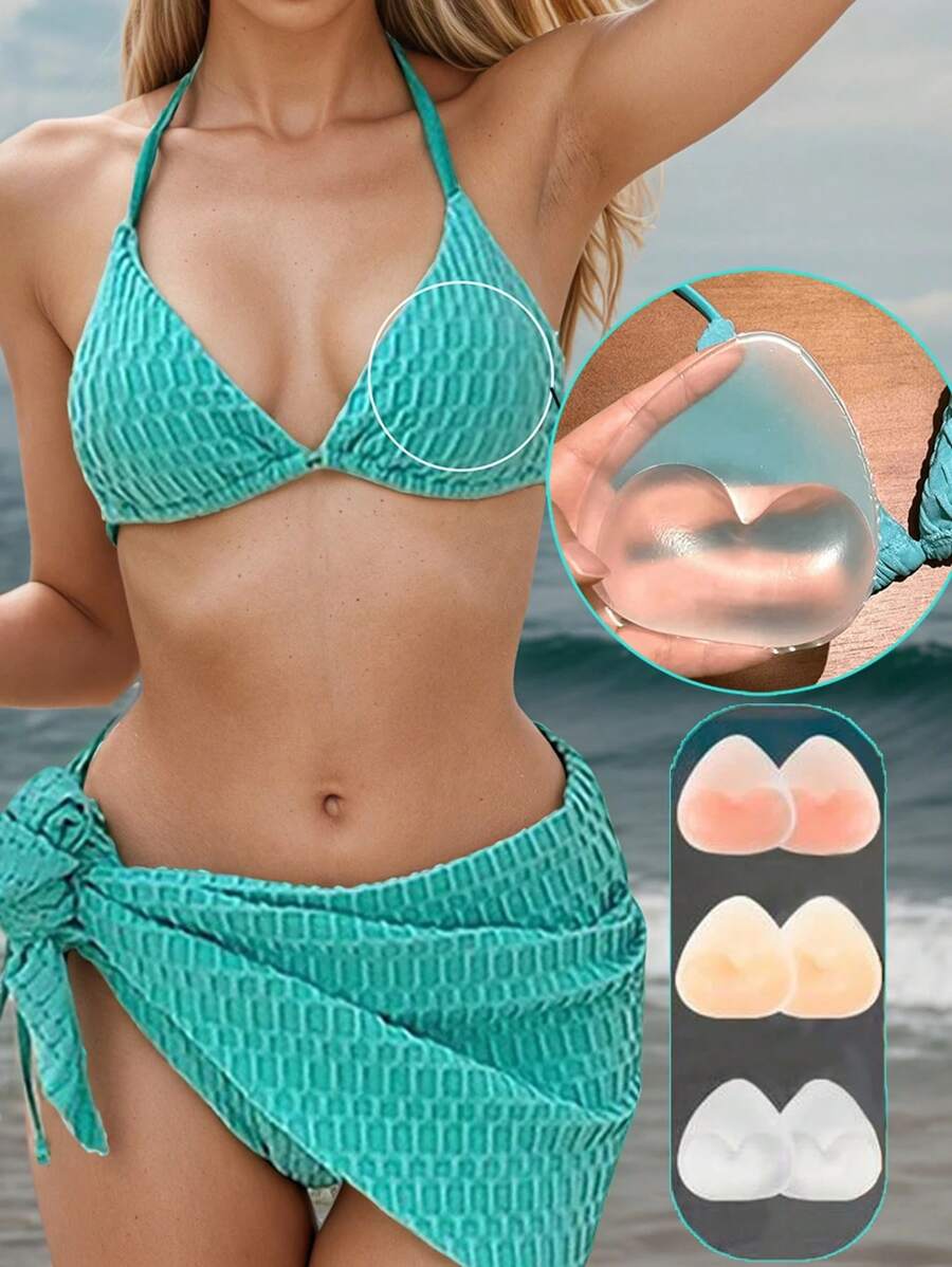 2pcs Seamless Silicone Bra Inserts - Reusable Invisible Adhesive Straps For Bikini & Wedding Dresses, Strong Hold, Hand Washable, Solid Color Design, Reusable Lingerie | Smooth Texture | Durable Silicone