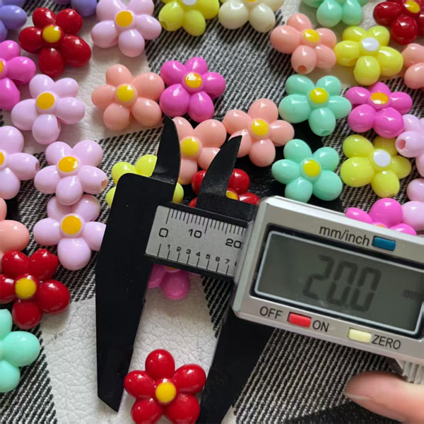 5/10/30/50pcs 20mm Pearlescent Colorful Acrylic 5-Petal Flower Beads, DIY Jewelry Accessories, Glow-In-The-Dark Daisy Bracelet Beading Supplies