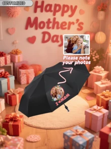 [Pedido mínimo de 1 pieza] Paraguas negro automático de 10 varillas, de uso dual a prueba de lluvia y sol | Paraguas plegable de apertura/cierre con un solo toque resistente al viento | Personalización de regalo de negocios/boda/promoción | Impresión personalizable de logotipo/texto/imagen, artículos lindos - Multicolor - Ver 7