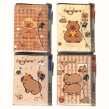 CUTE CAPYBARA MINI NOTEBOOK PLASTIC COVER WITH PEN AND 60 RULED SHEETS - 鏽棕色 - 查看 2