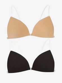 1pc Bikini Nipple Covers. Triangular Cup Ladies' Push-Up Nipple Covers. Silicone Invisible Bra For Brides' Wedding Dresses. With Shoulder Straps - Apricot - View 22