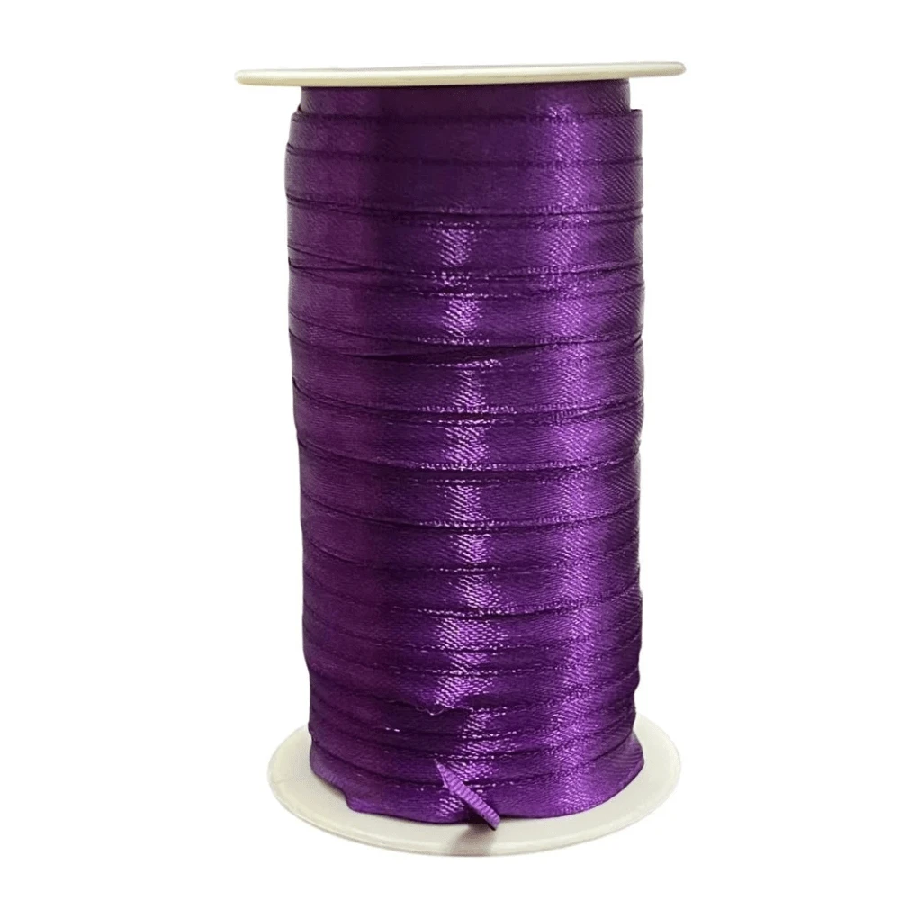 50m Thin Satin Ribbon 7mm Choose Color - 紫色 - 查看 1