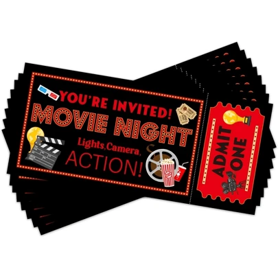 20 件电影之夜生日派对邀请函，适合成年男女电影派对邀请函、生日派对礼品和用品、生日派对邀请函，不含信封