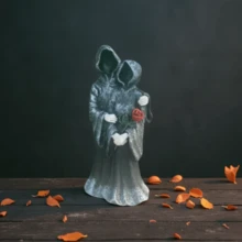 1 Stück Halloween Paar Geist Harz Dekoration, schwarze Handwerkskunst Unterwelt Bote Tisch Ornament