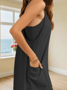 Imily Bela Women's Summer Mini Dress Casual Workout Tennis Dress With Shorts Sleeveless Althletic Dresses - Màu xám đen - Xem 4