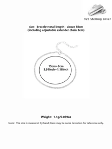 1 pieza Pulsera de cadena de plata 925 de calidad de lujo con destellos, pulsera de cadena de plata brillante estilo cielo estrellado, accesorios de joyería de plata para mujer, estilo elegante y lujoso, adecuado para uso casual diario de mujer, hipoalergénico, para fiestas y viajes, viene con una caja de regalo exquisita, joyería de moda para todas las estaciones - Plateado - Ver 7