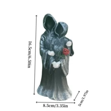 1 Stück Halloween Paar Geist Harz Dekoration, schwarze Handwerkskunst Unterwelt Bote Tisch Ornament