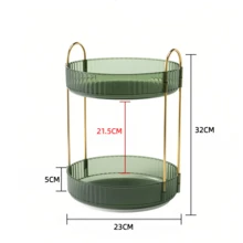 Rotating Makeup Organizer For Vanity, Perfume Skin Care Organizers Large, Bathroom Counter Make Up Cosmetic Storage, Clear Spinning Skincare Lipstick Holder,3 Tiers, Green - màu xanh lá - Xem 8