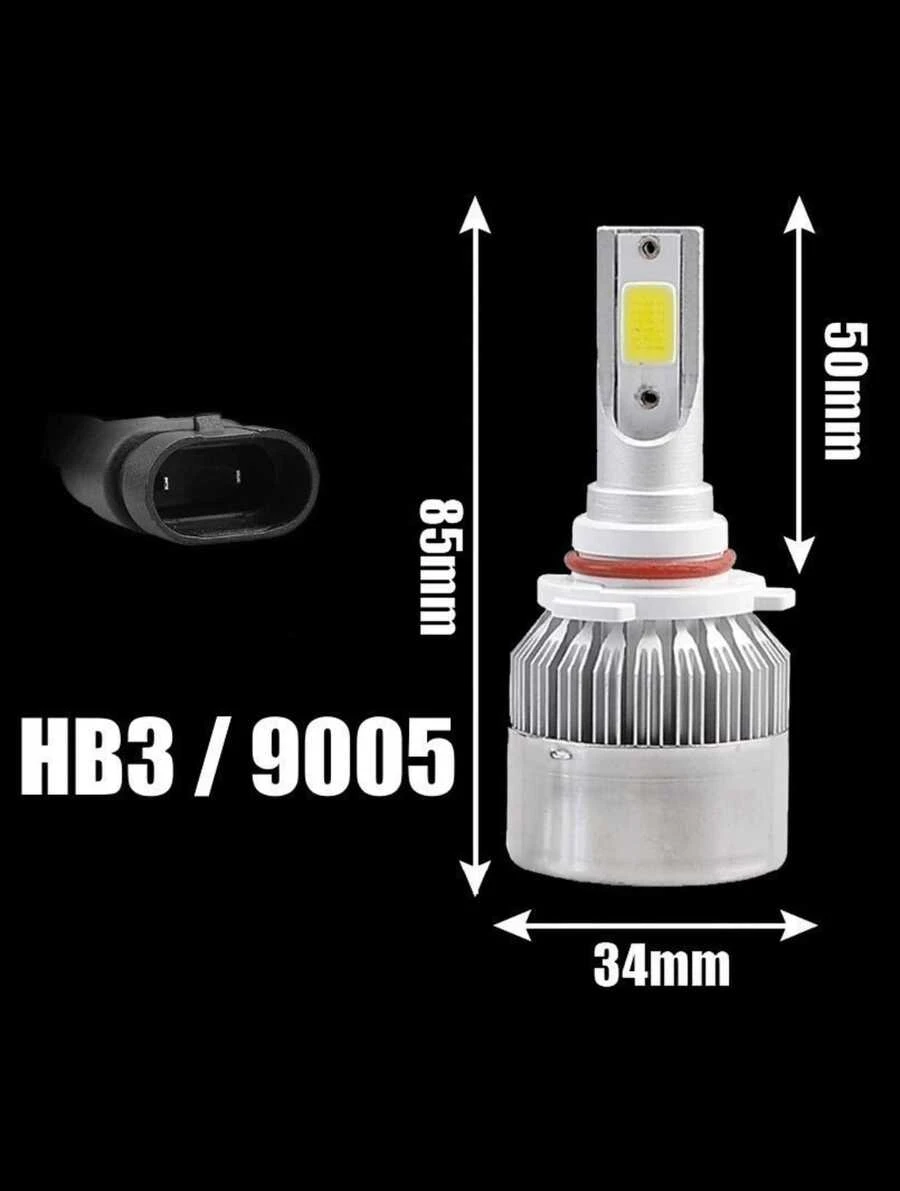 Pair Of C6 Super Led Lamps 6000K H1 H3 H4 H7 H11 H13 H16 H27 HB3 HB4 12V To 24V - HB3/9005 - 查看 1
