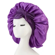 Luxurious Pink Satin Bonnet With Adjustable Tie Band & Bow Accent - Soft Hair Protection For Women & Men, Comfortable Ruffled Design For A Snug Fit, Hair Protection | Satin Cap | Smooth Satin Finish